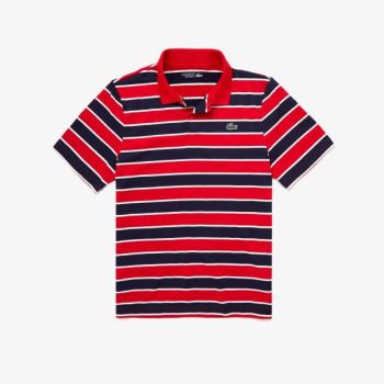 Lacoste SPORT Striped Breathable Golf Polo Shirt Pánské - Polo Tmavě Blankyt Blankyt / Fialové | CZ-